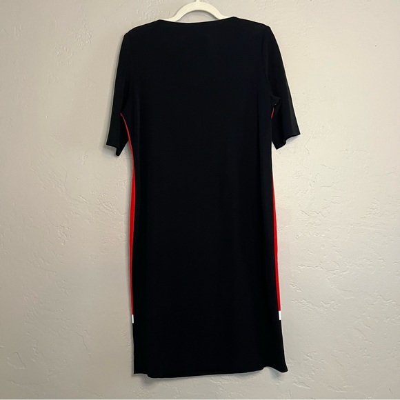 Exclusively Misook Red/Black Colorblock Stretch Pencil Dress Size Large - Picture 6 of 8